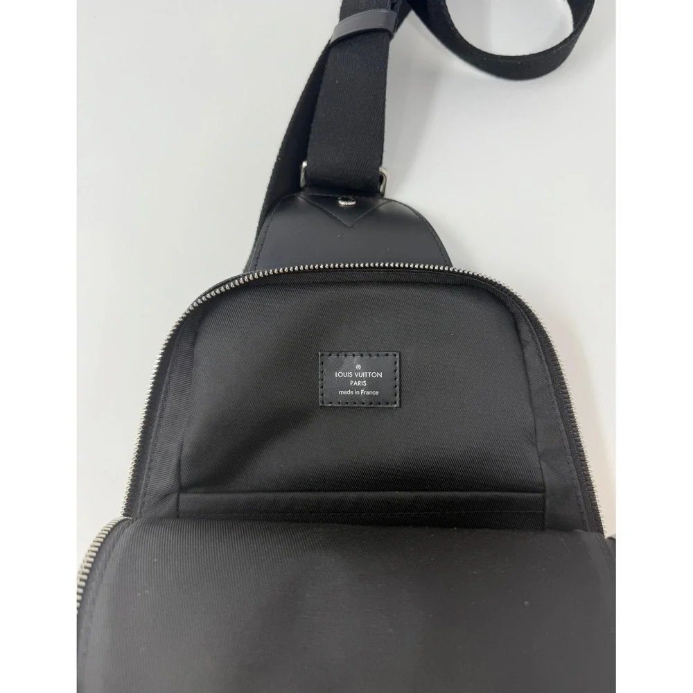Louis Vuitton Avenue Sling Bag Damier Black Leather